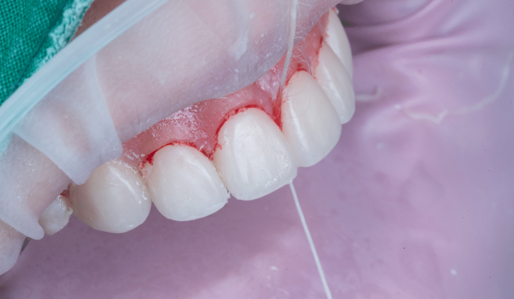 라미네이트 접착시 치실